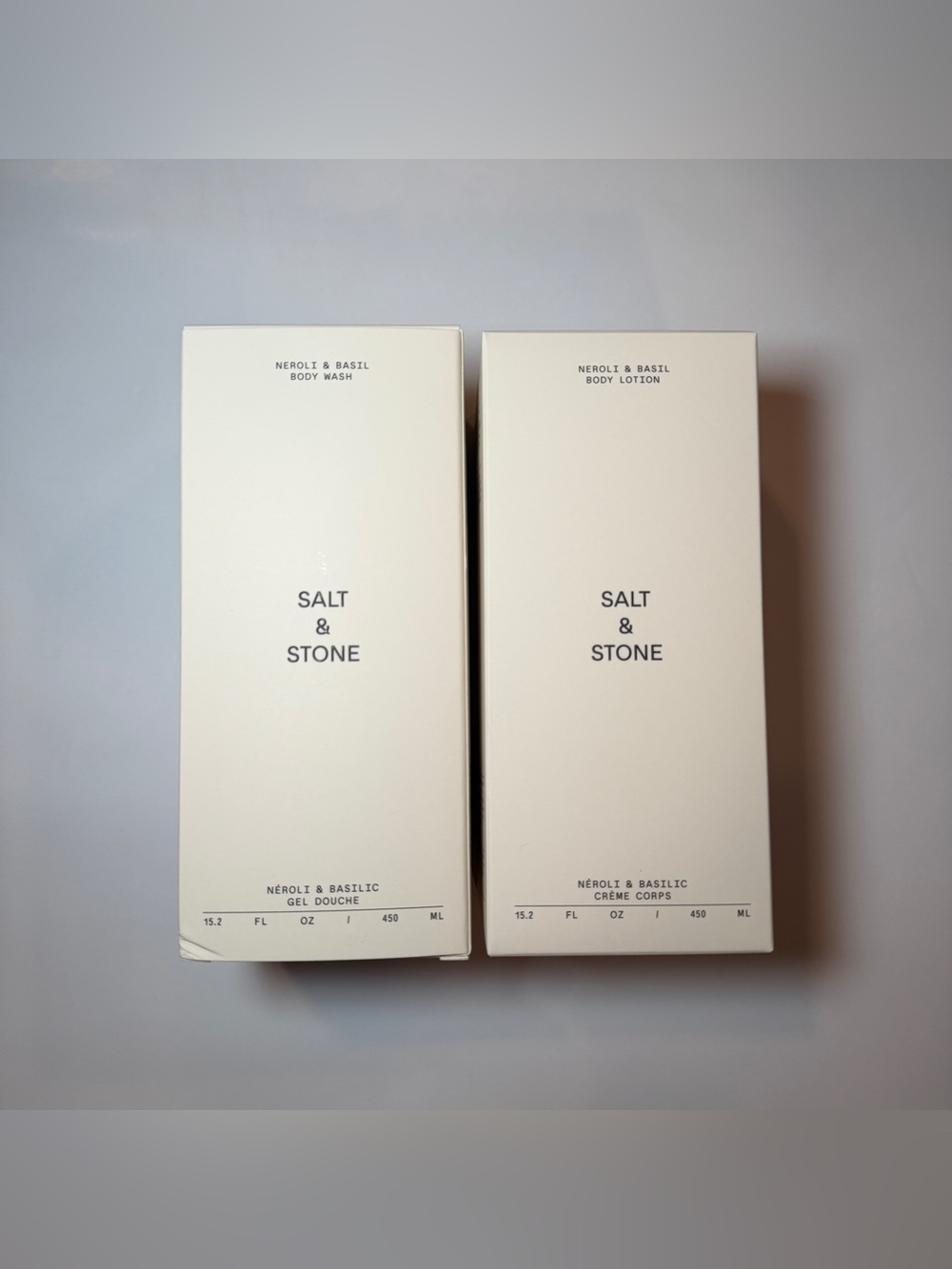 Salt & Stone - body wash and body lotion neroli & basil